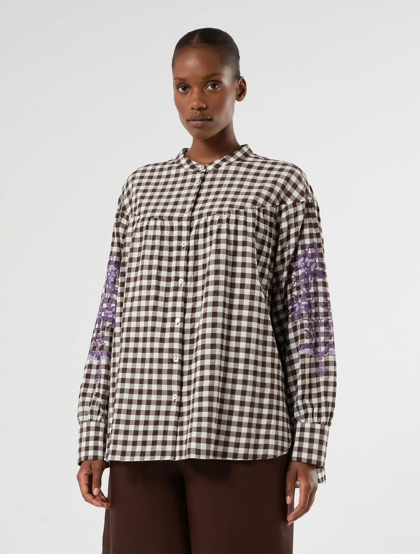 Marina Rinaldi Gingham poplin shirt with embroidery