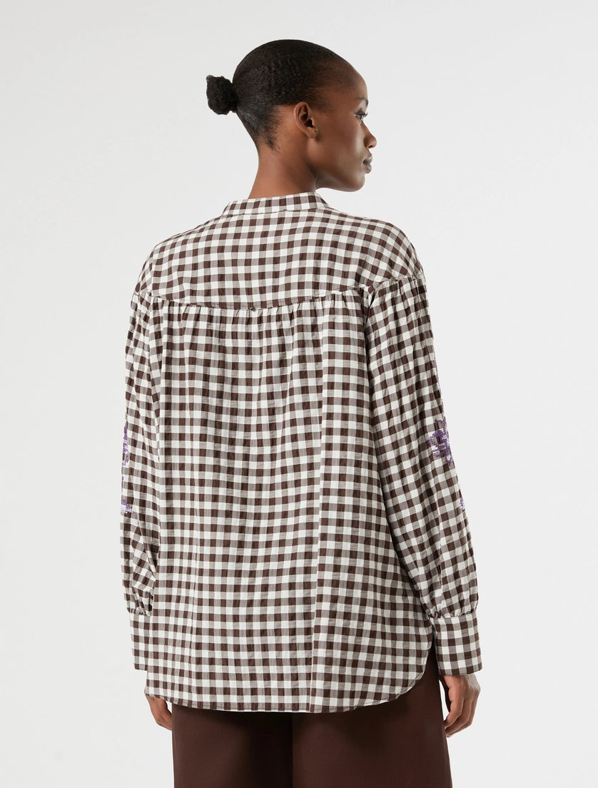 Marina Rinaldi Gingham poplin shirt with embroidery
