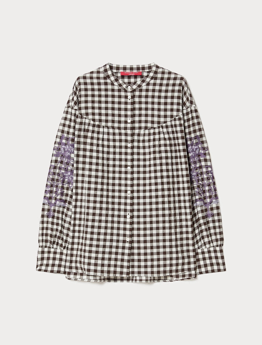 Marina Rinaldi Gingham poplin shirt with embroidery