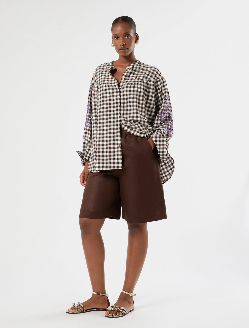 Marina Rinaldi Gingham poplin shirt with embroidery