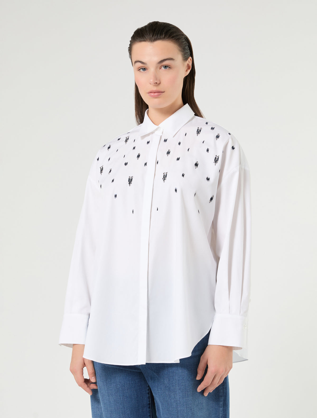 Marina Rinaldi Embroidered Poplin Shirt