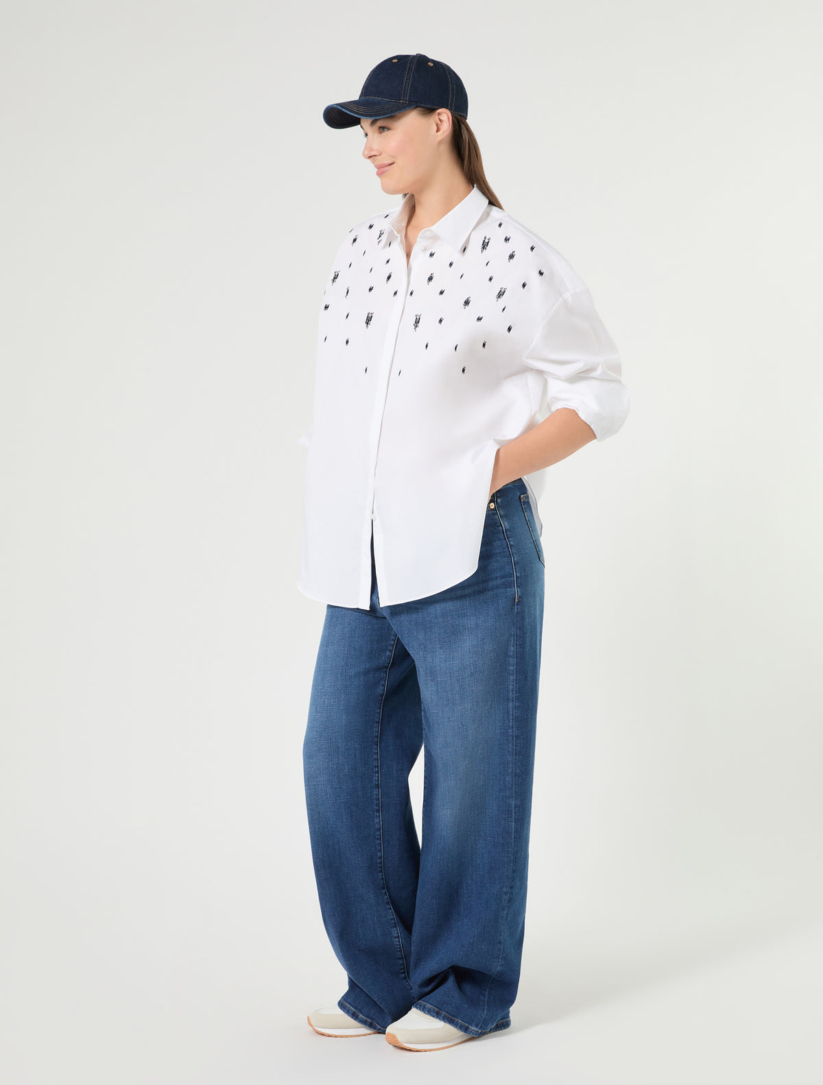 Marina Rinaldi Embroidered Poplin Shirt