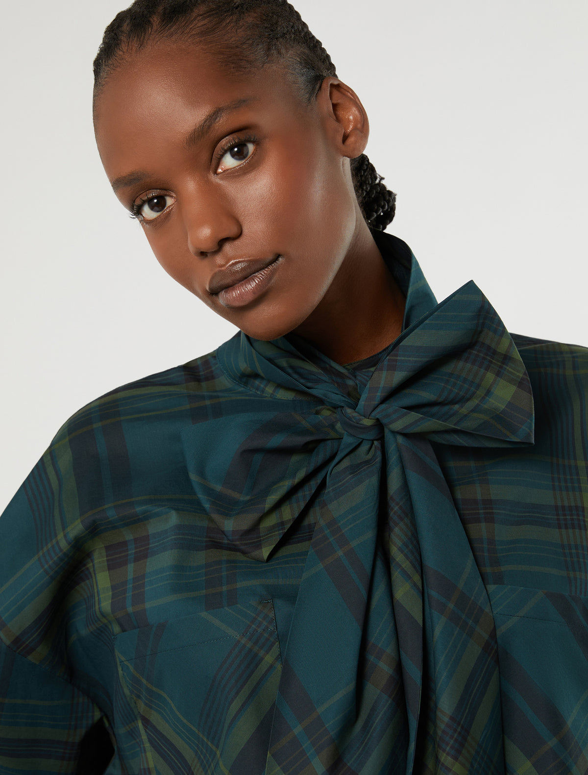 Marina Rinaldi Oversized Check Cotton Canvas Shirt