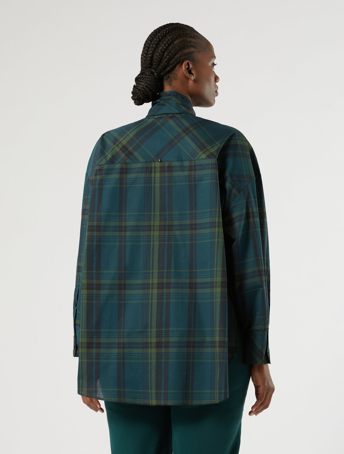 Marina Rinaldi Oversized Check Cotton Canvas Shirt