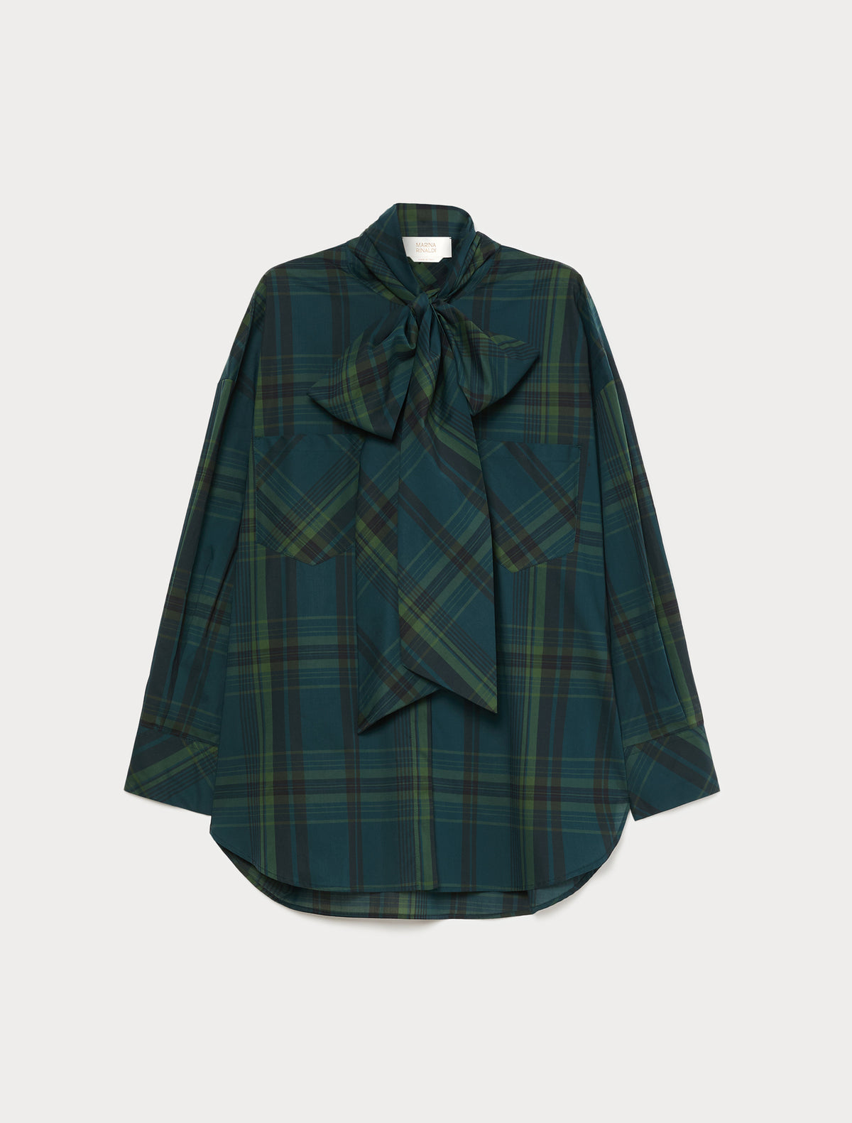 Marina Rinaldi Oversized Check Cotton Canvas Shirt