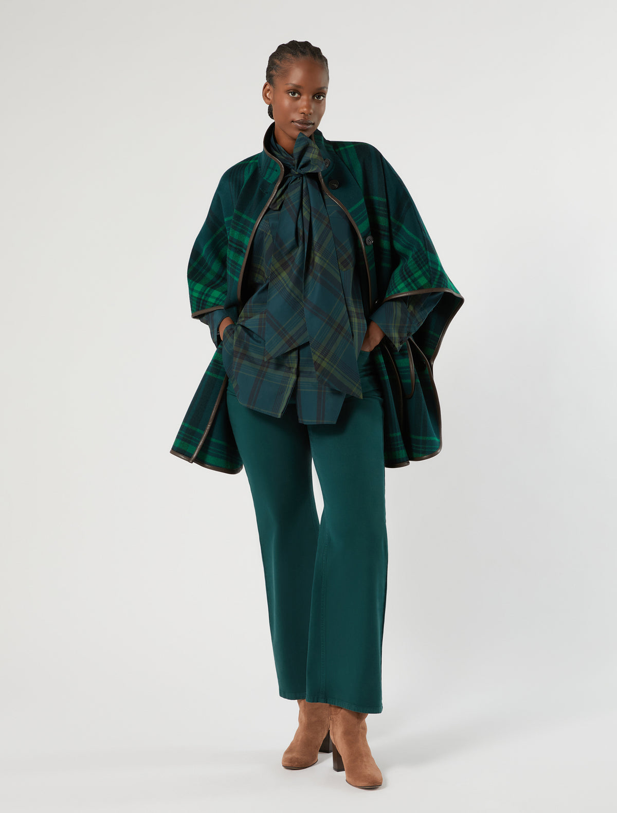 Marina Rinaldi Oversized Check Cotton Canvas Shirt