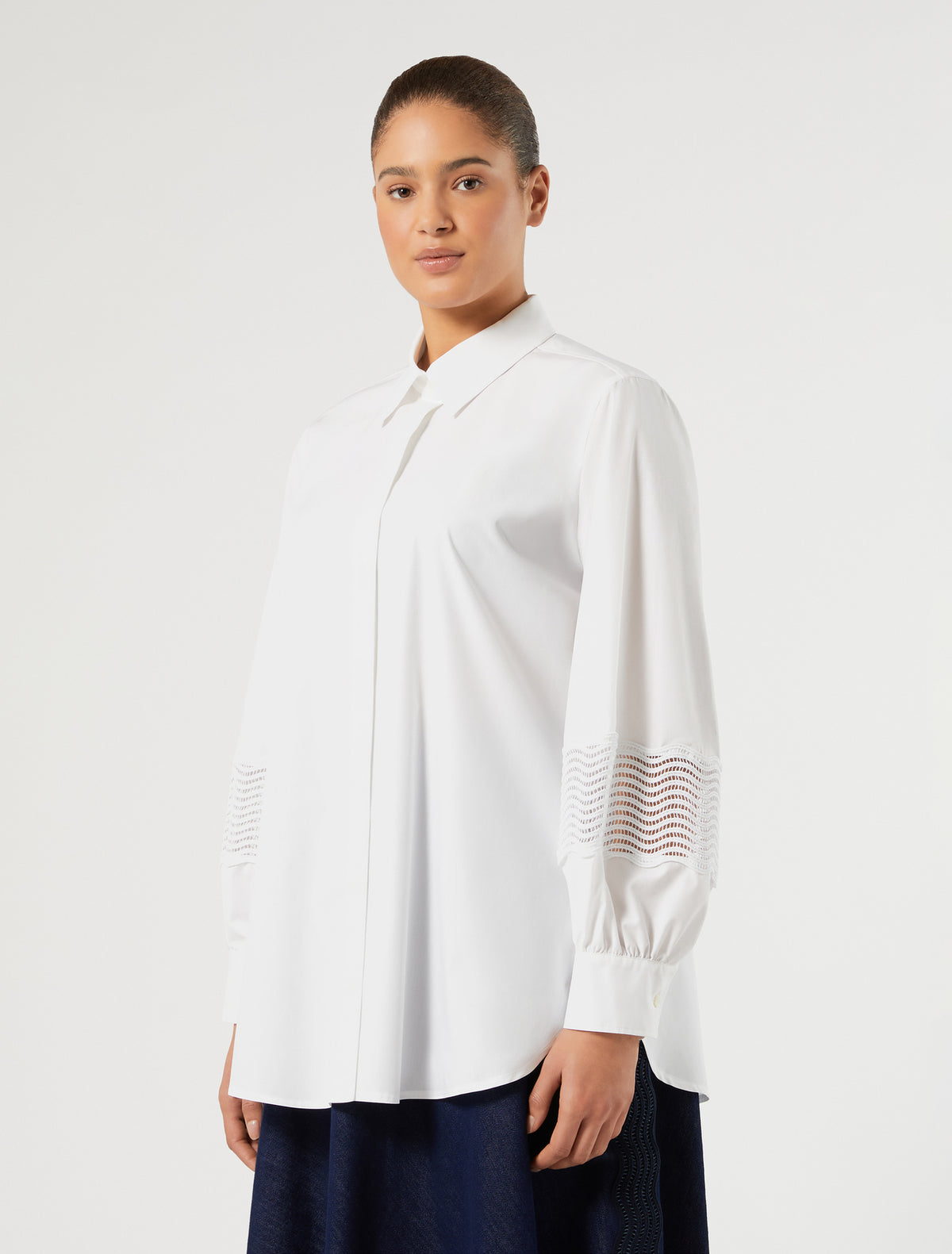 Marina Rinaldi Cotton Poplin Shirt with Lace