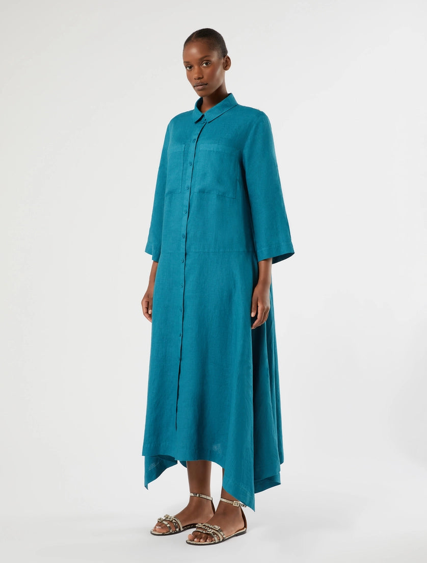 Marina Rinaldi Linen plain-weave shirt dress