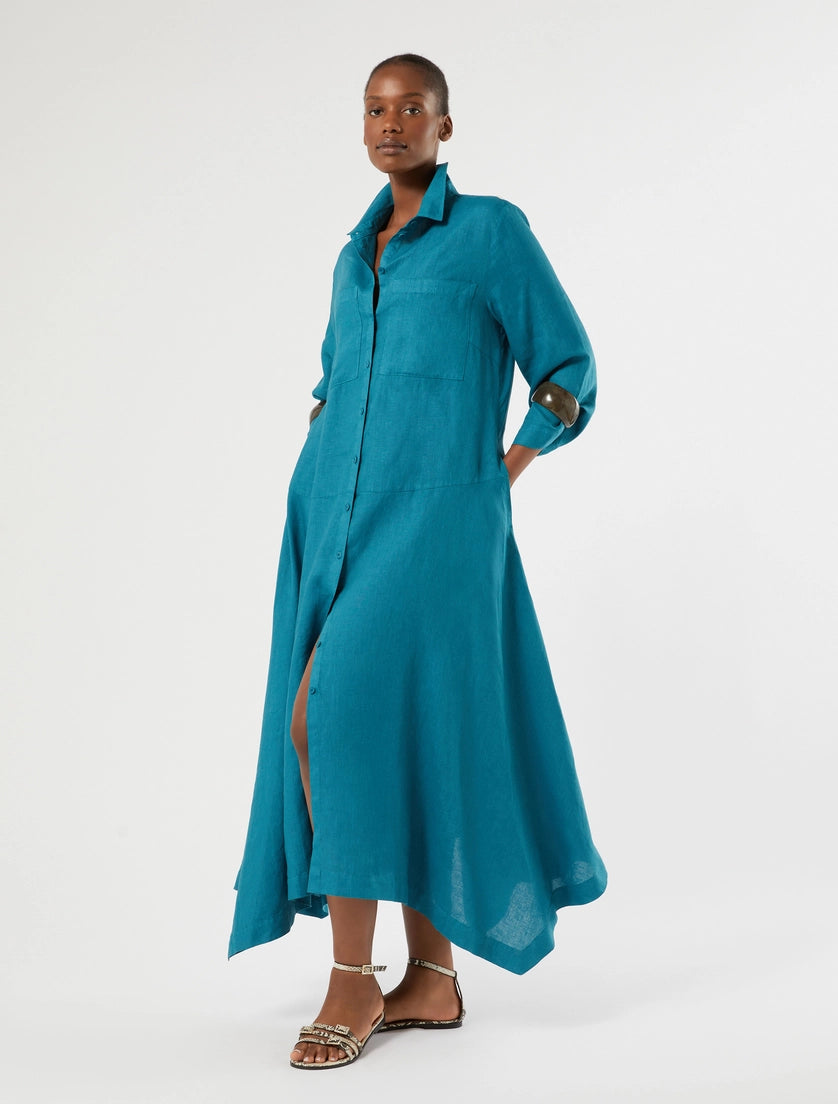 Marina Rinaldi Linen plain-weave shirt dress
