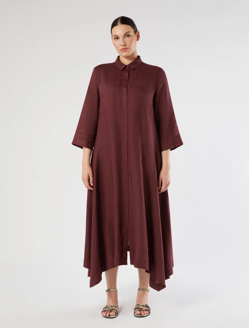Marina Rinaldi Linen plain-weave shirt dress