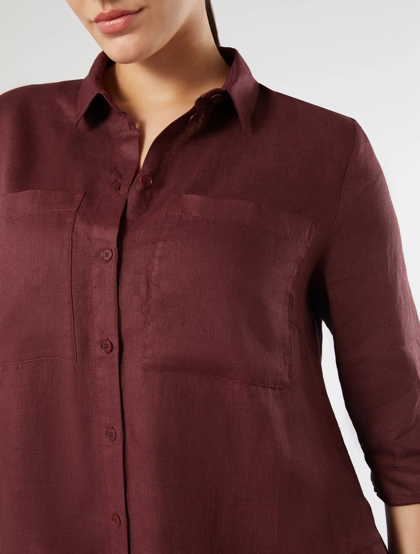 Marina Rinaldi Linen plain-weave shirt dress