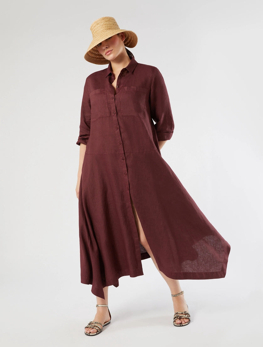 Marina Rinaldi Linen plain-weave shirt dress