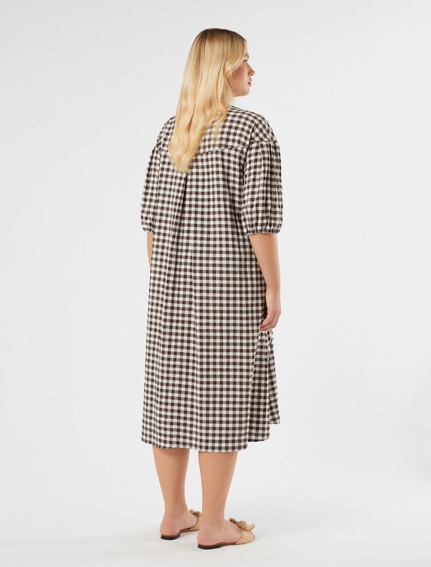 Marina Rinaldi Gingham poplin dress with embroidery