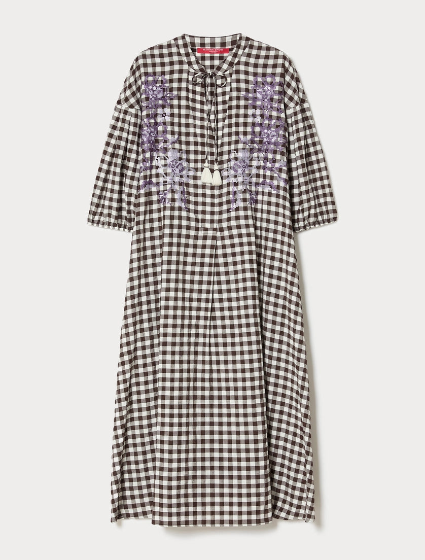 Marina Rinaldi Gingham poplin dress with embroidery