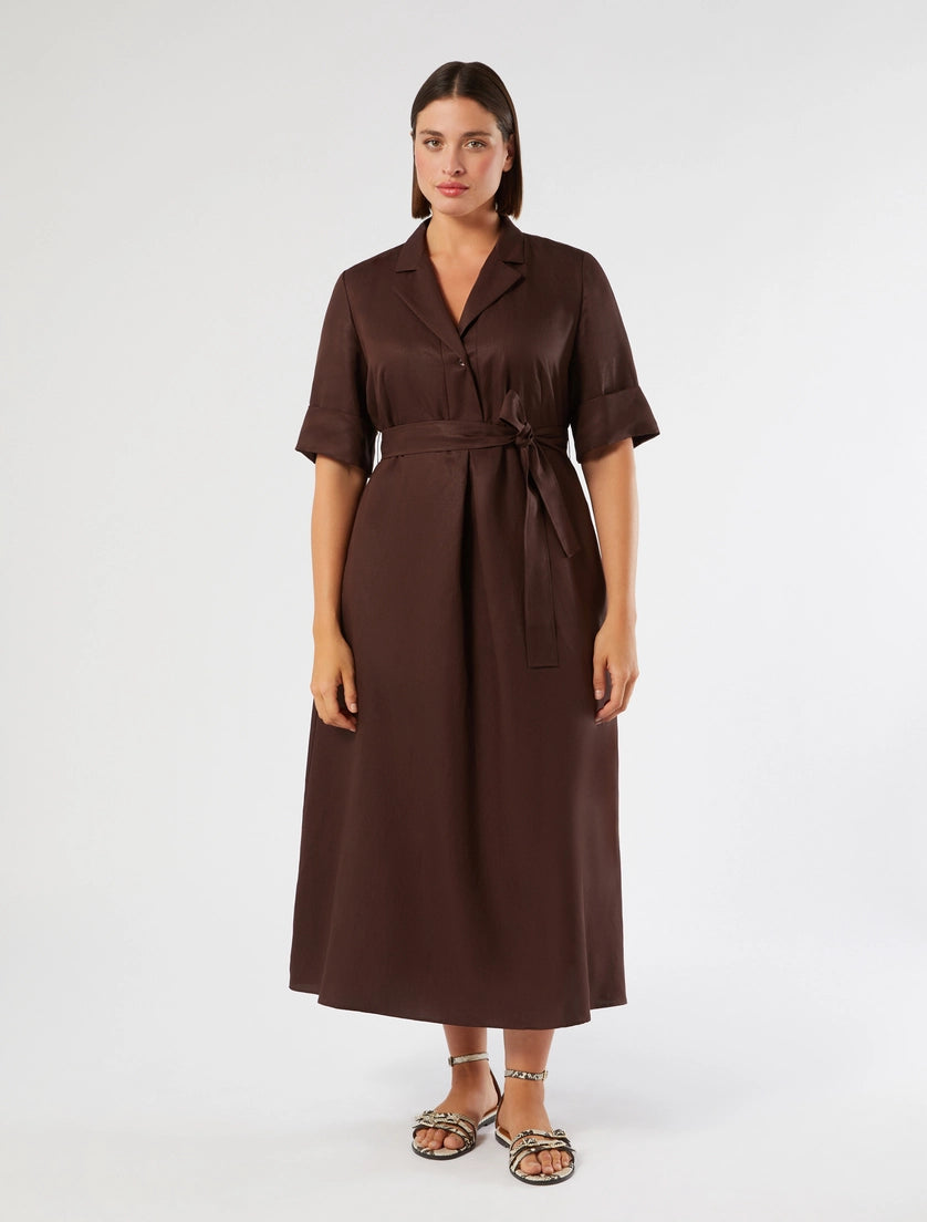 Marina Rinaldi Linen-blend twill dress