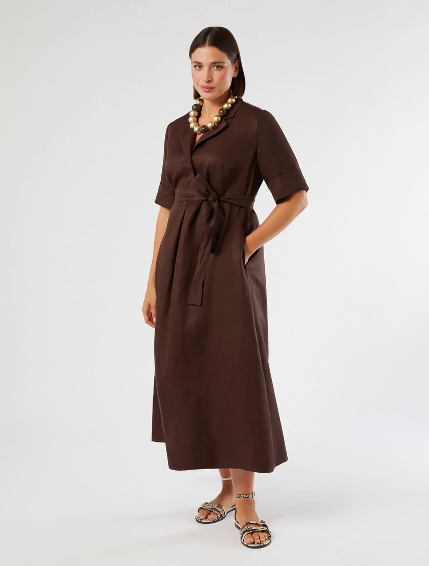 Marina Rinaldi Linen-blend twill dress