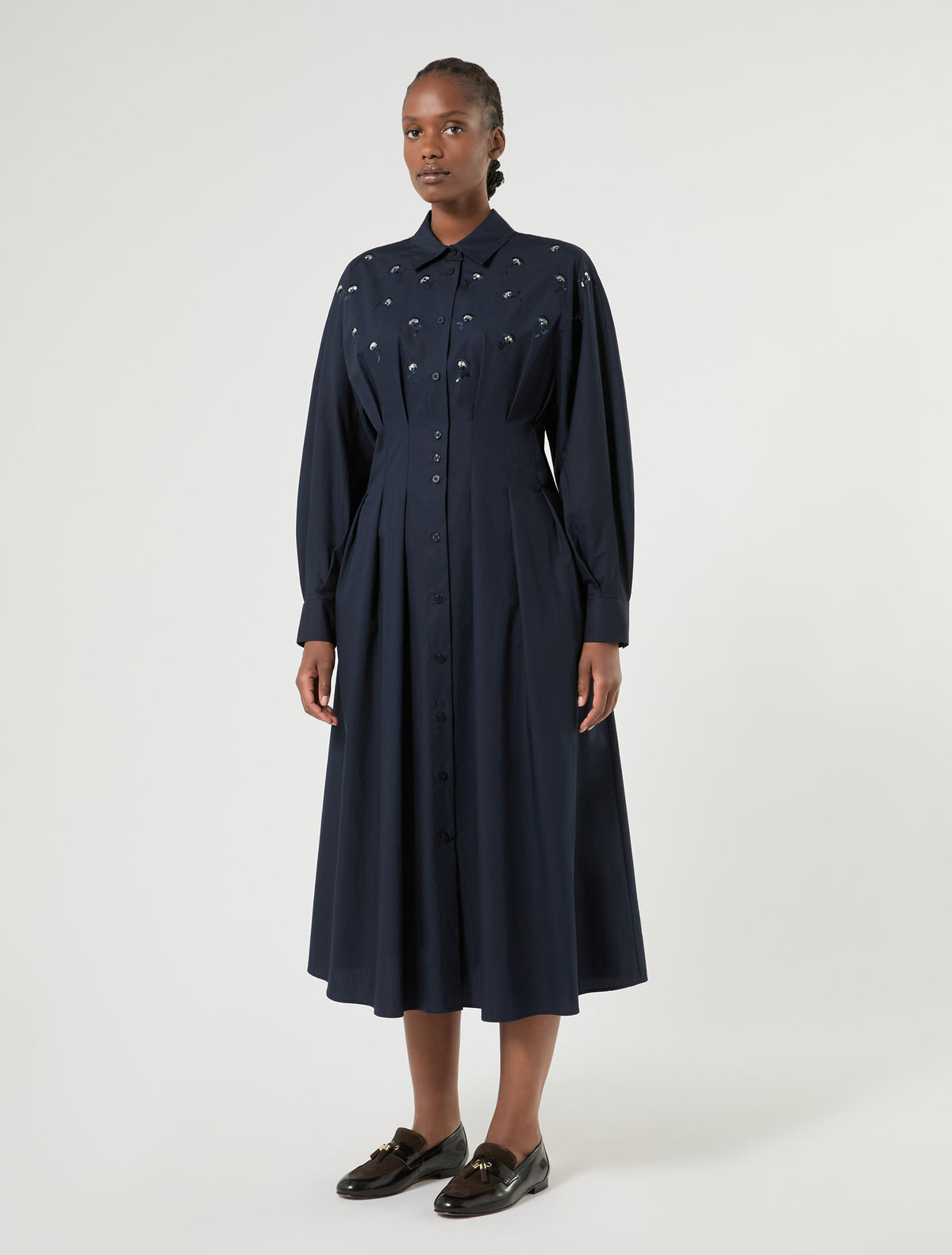 Marina Rinaldi Embroidered Poplin Dress
