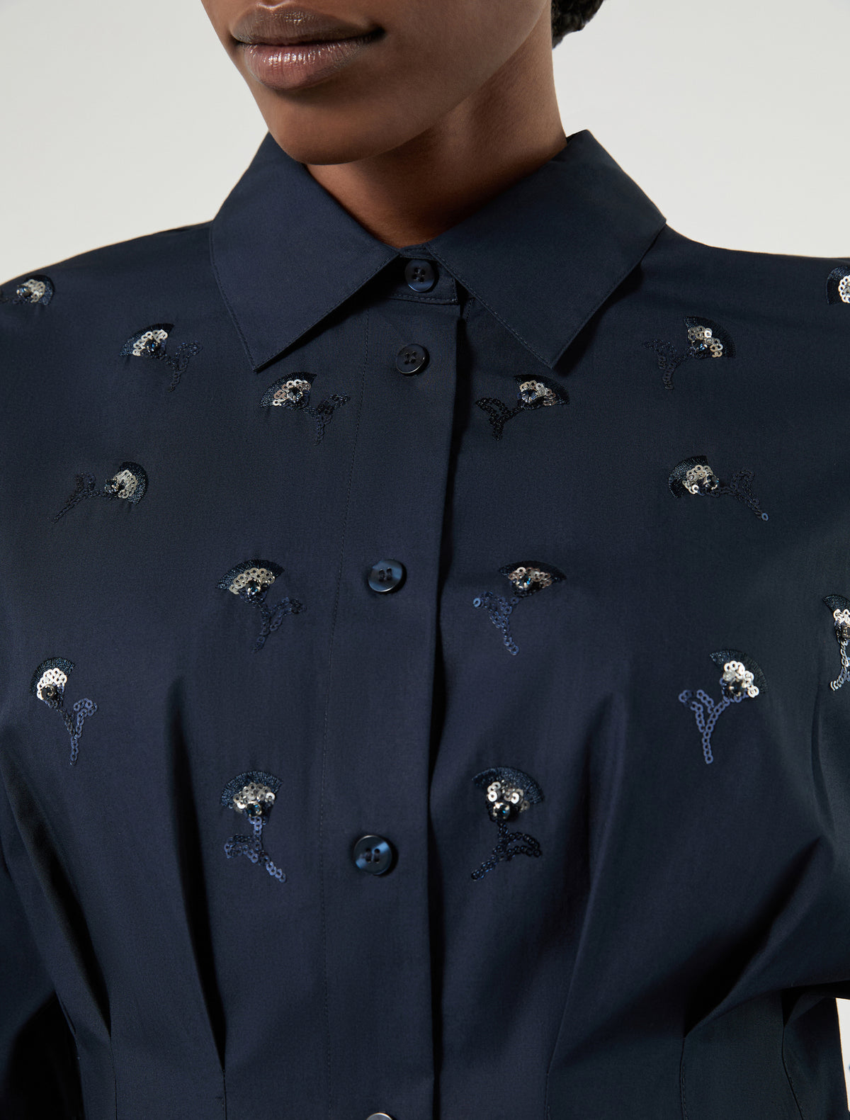 Marina Rinaldi Embroidered Poplin Dress