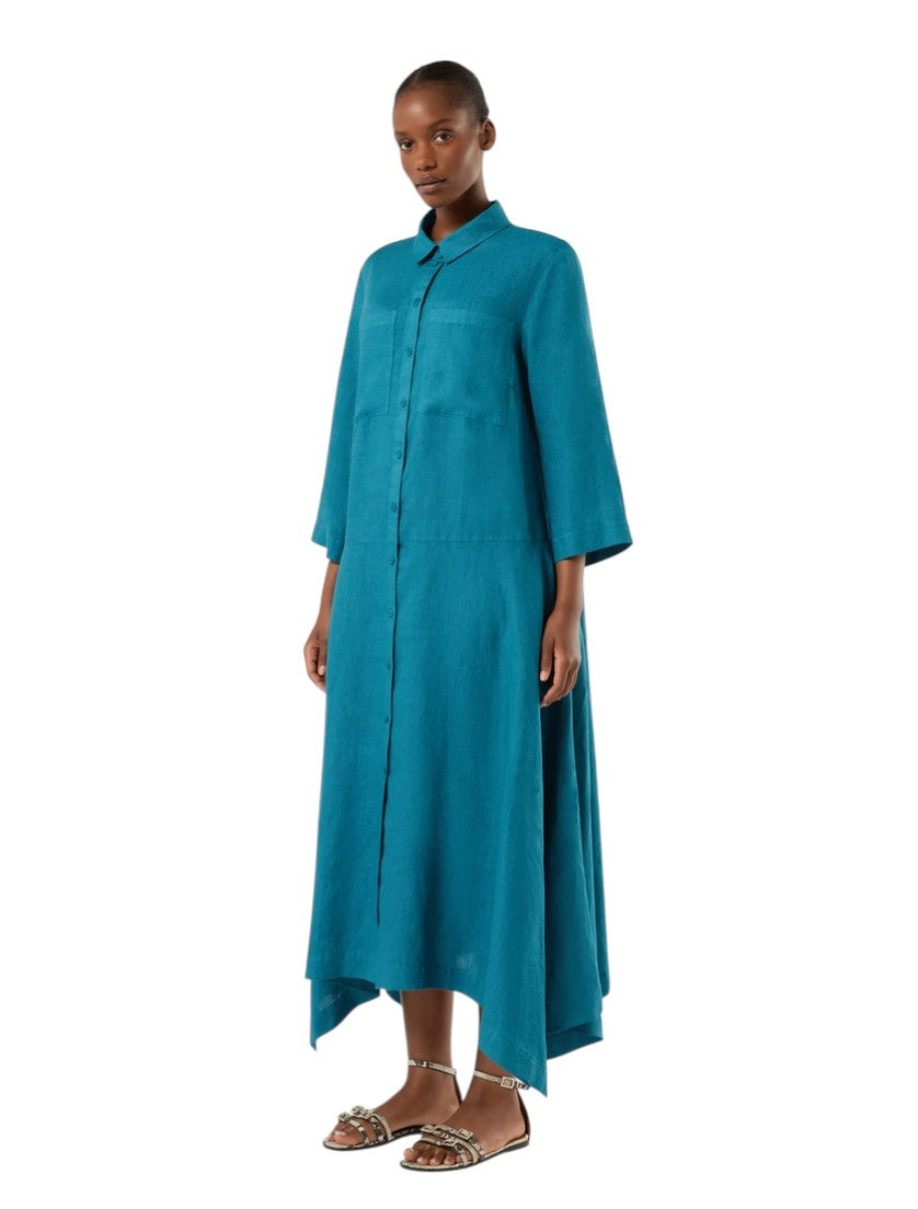 Marina Rinaldi Linen plain-weave shirt dress