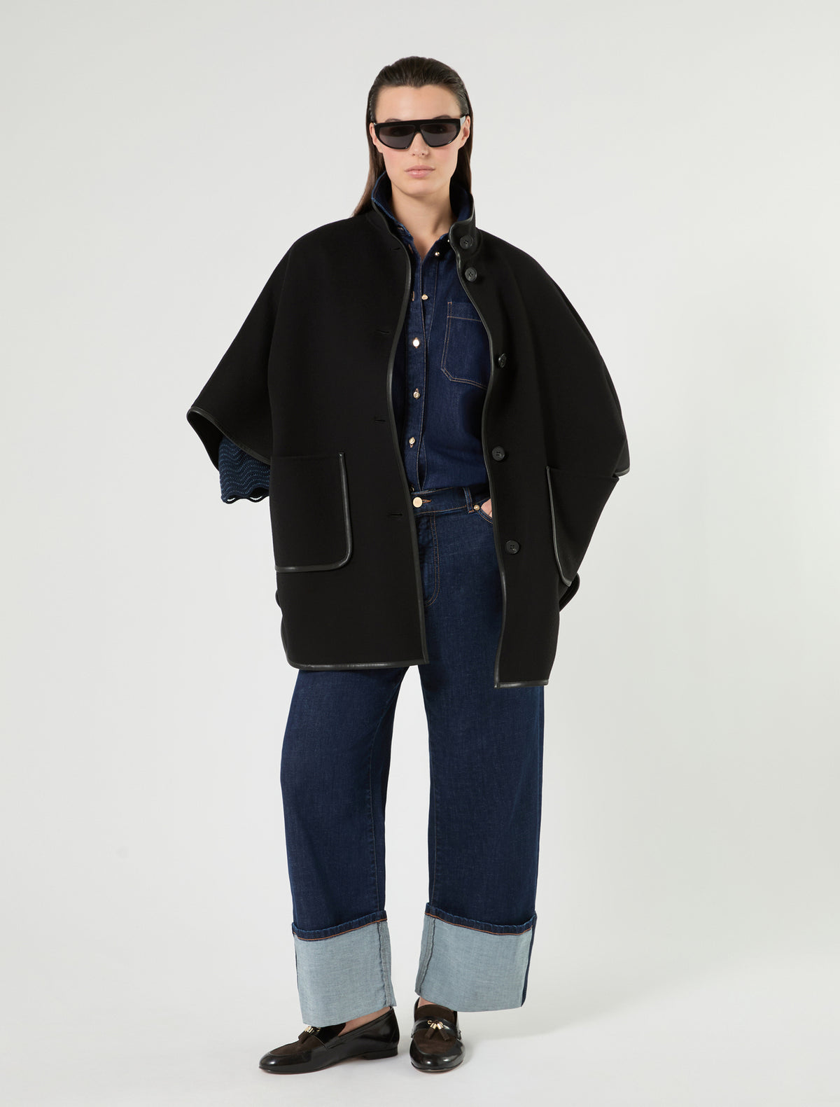 Marina Rinaldi Double Wool and Nylon Cape