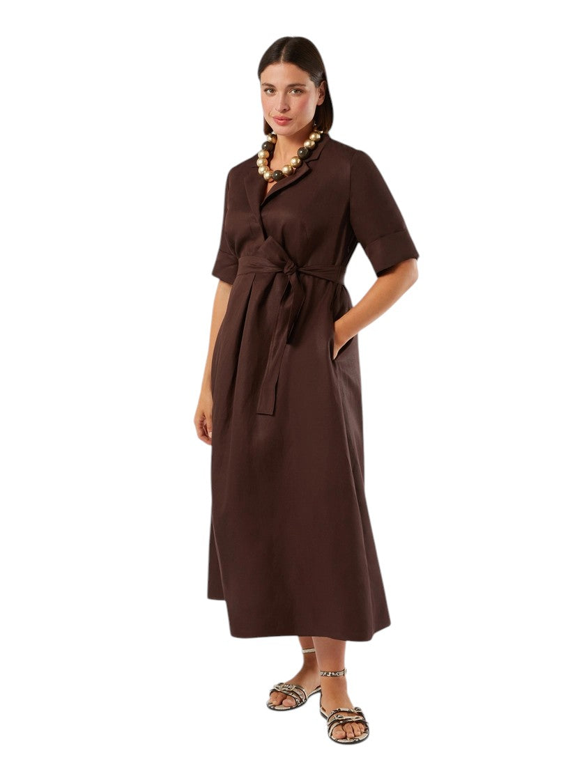 Marina Rinaldi Linen-blend twill dress