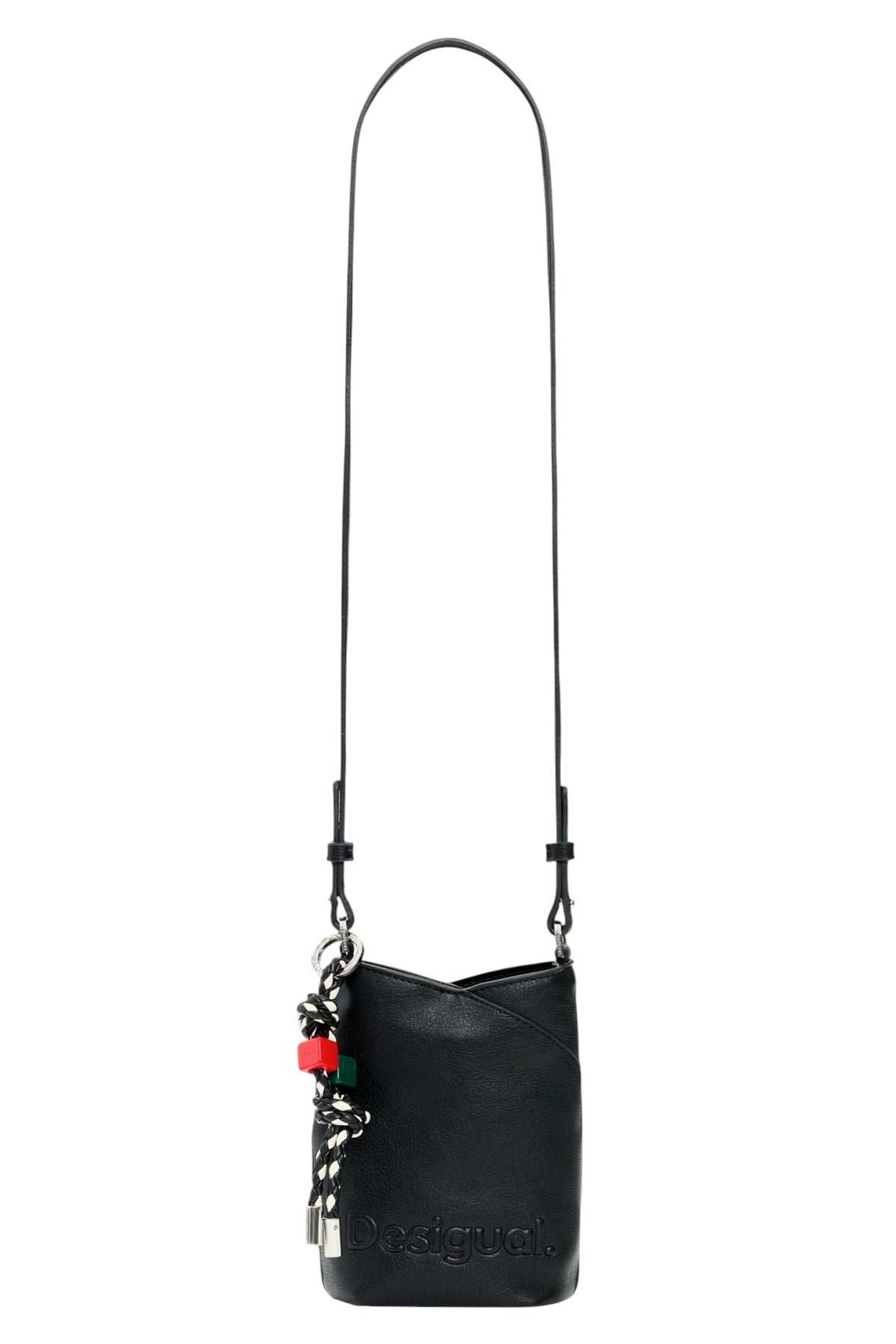 Desigual Large raffia fabric wallet with an extendable strap to wear crossbody