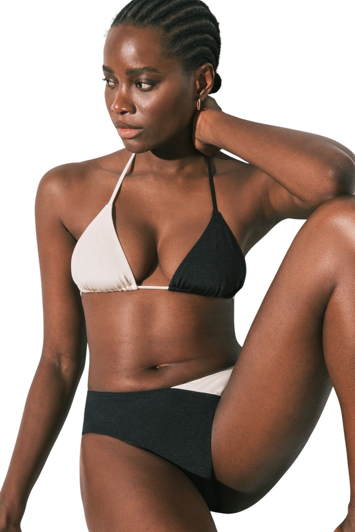 Women Secret White high-waisted color block bikini bottoms