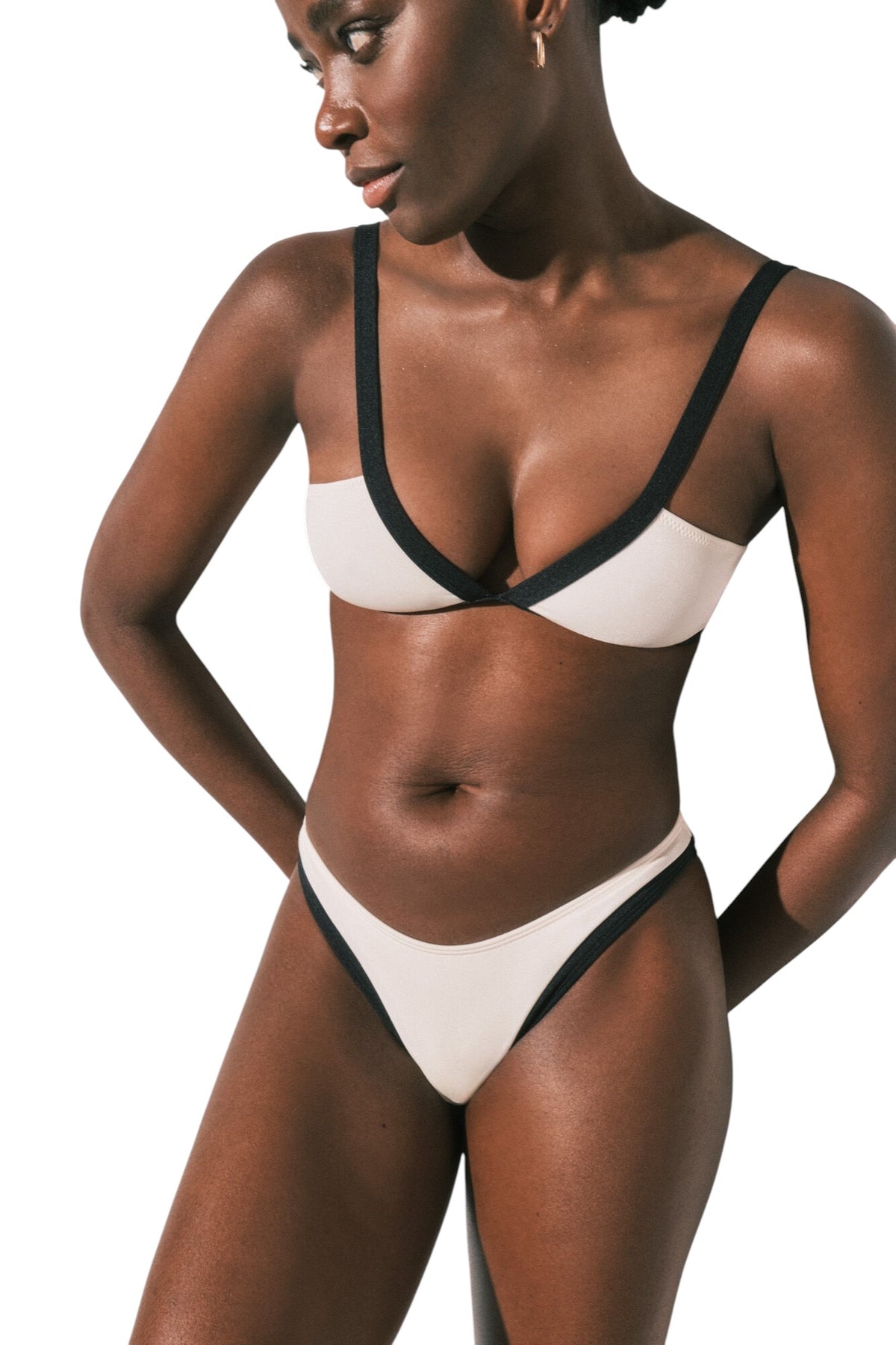 Women Secret B&W color block Brazilian bikini bottoms