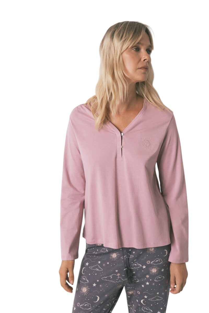 Women Secret Pink 100% cotton long-sleeved t-shirt