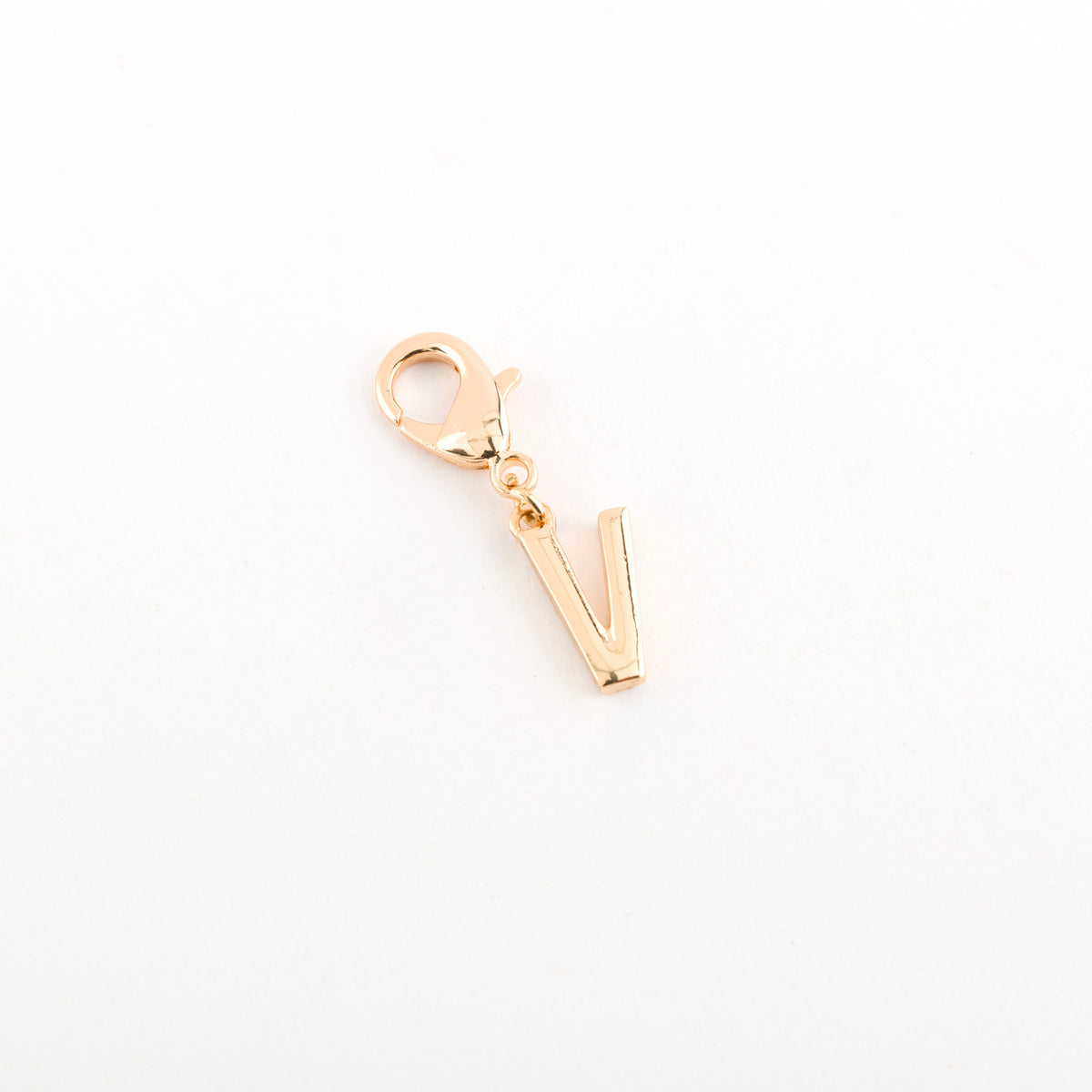 Carpisa Carpisa Letter V Charm Rose Gold Plated Initial Pendant with Lobster Clasp