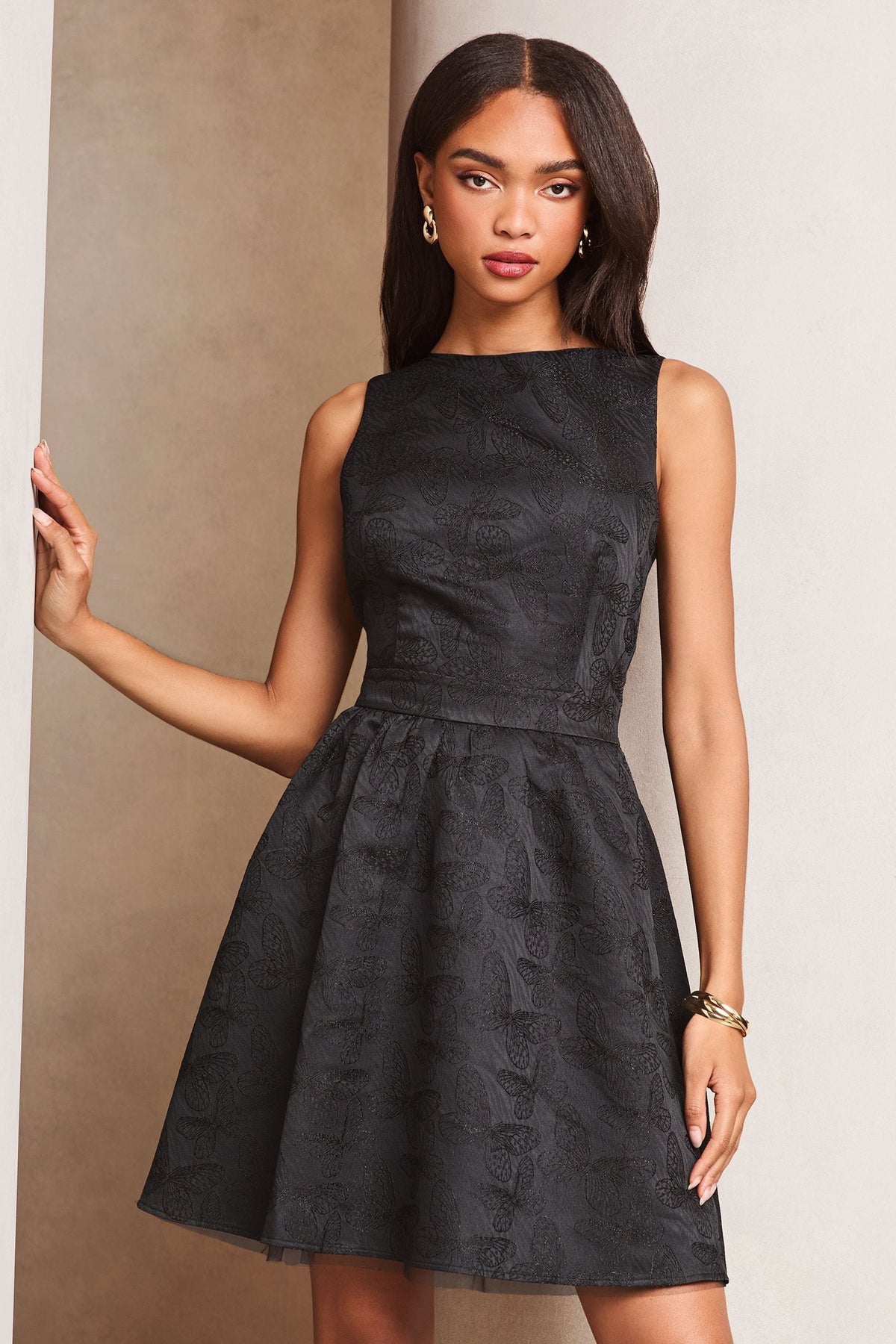 Lipsy London Butterfly Jacquard Mini Prom Dress