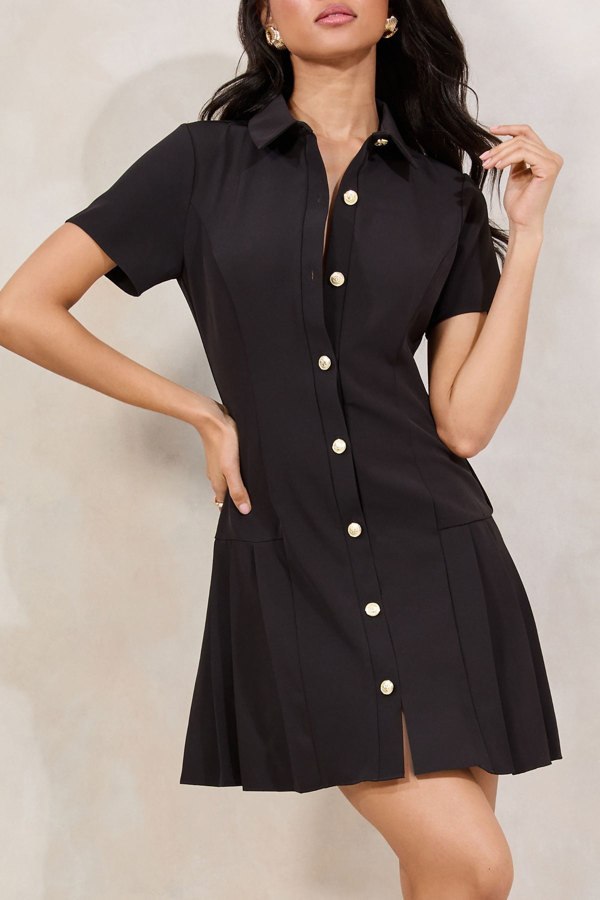 Lipsy London Military Button Shirt Dress