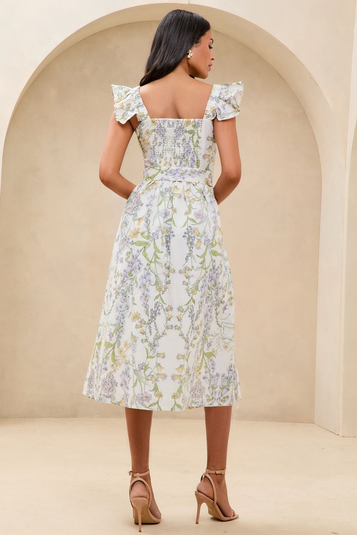 Lipsy London Floral Belted Midi Dress