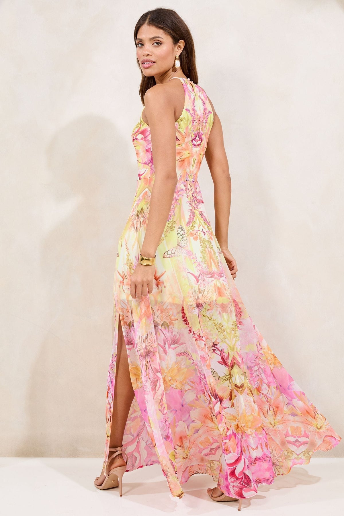 Lipsy London Printed Halter Maxi Dress