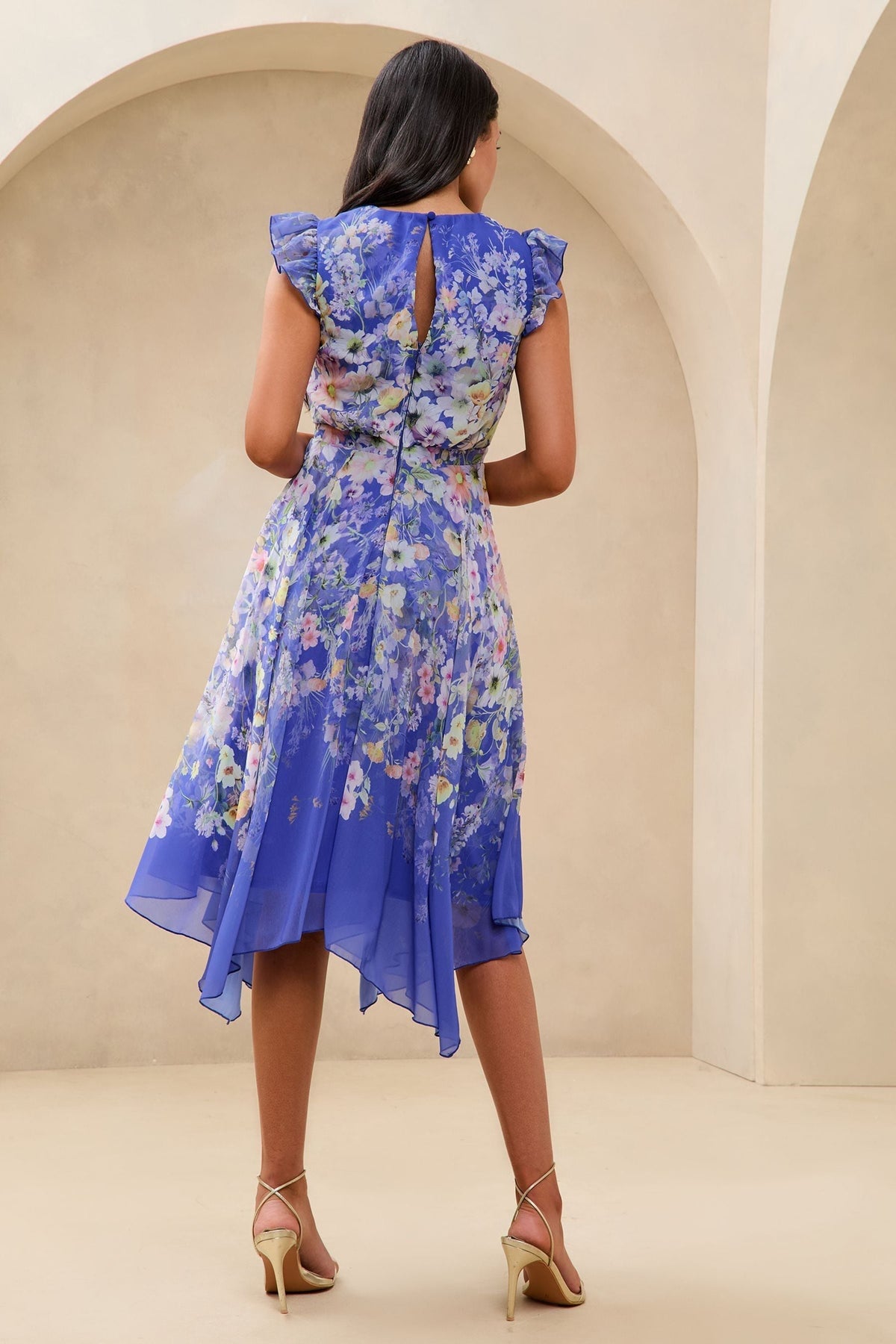 Lipsy London Meadow Print Pleated Fit and Flare Dress