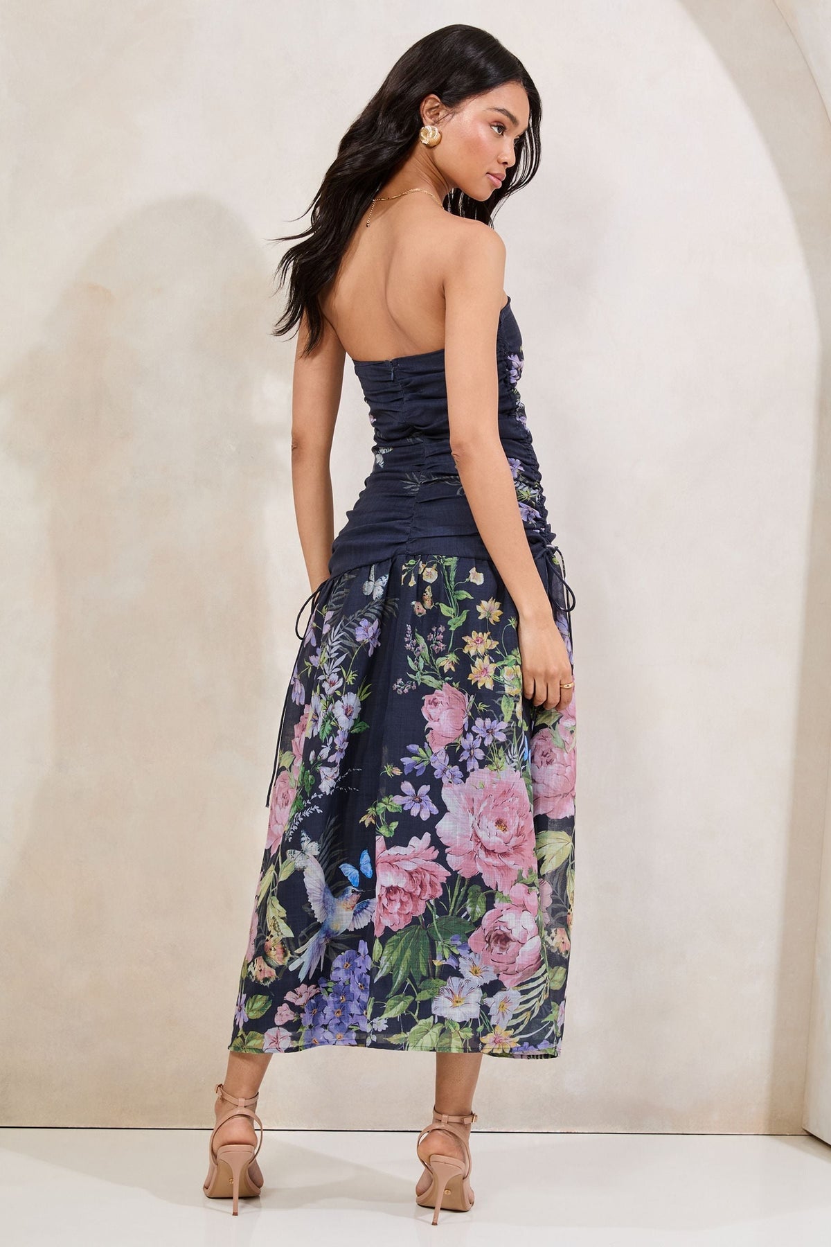 Lipsy London Floral Ruched Bandeau Maxi Dress