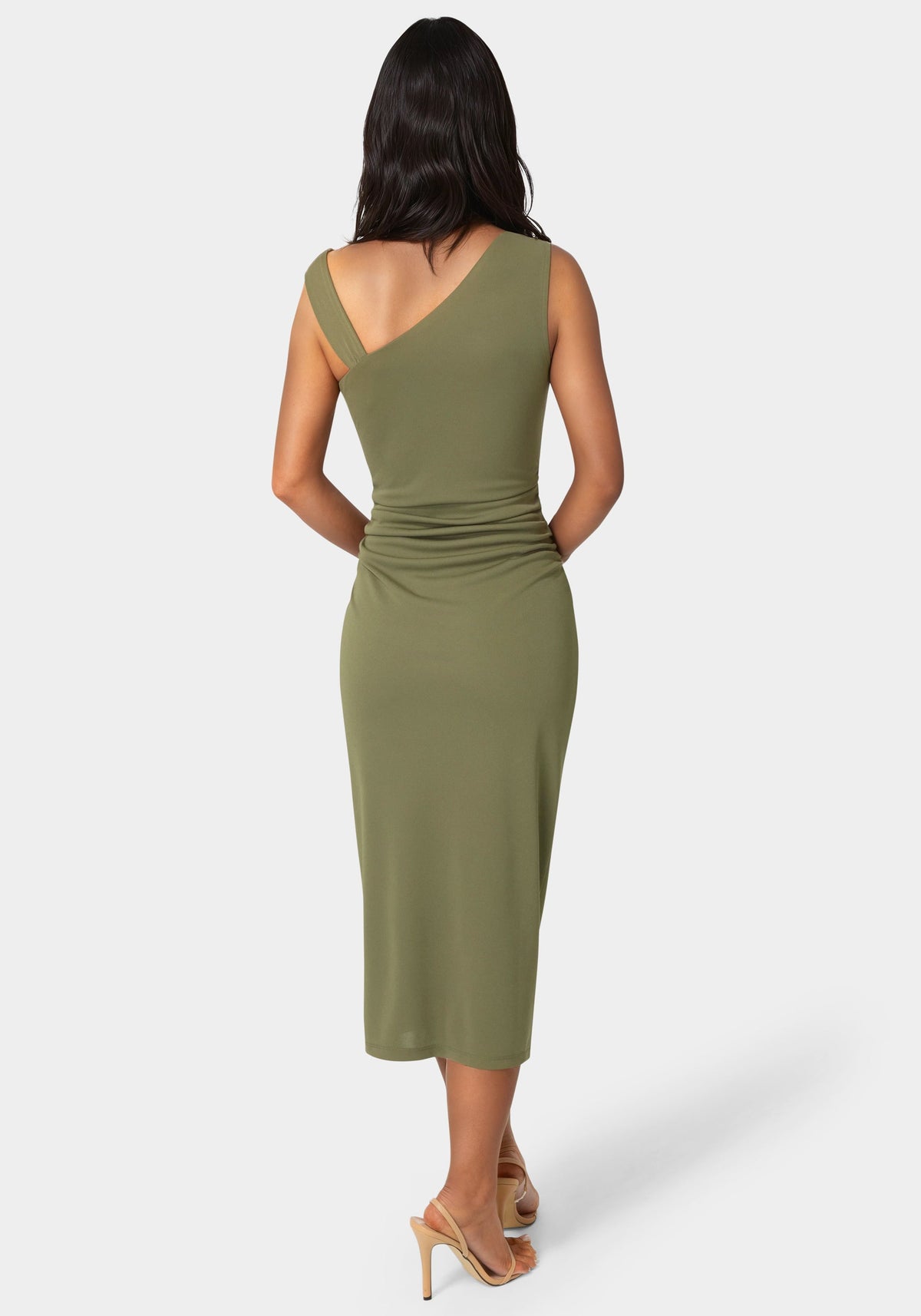 Bebe One-Shoulder Trim Strap Midi Dress