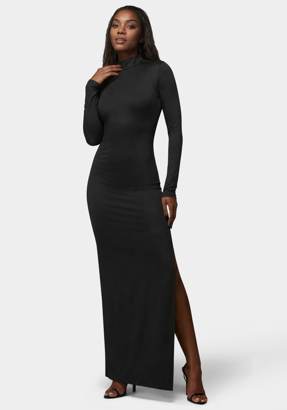 Bebe Open Back Chain Maxi Dress