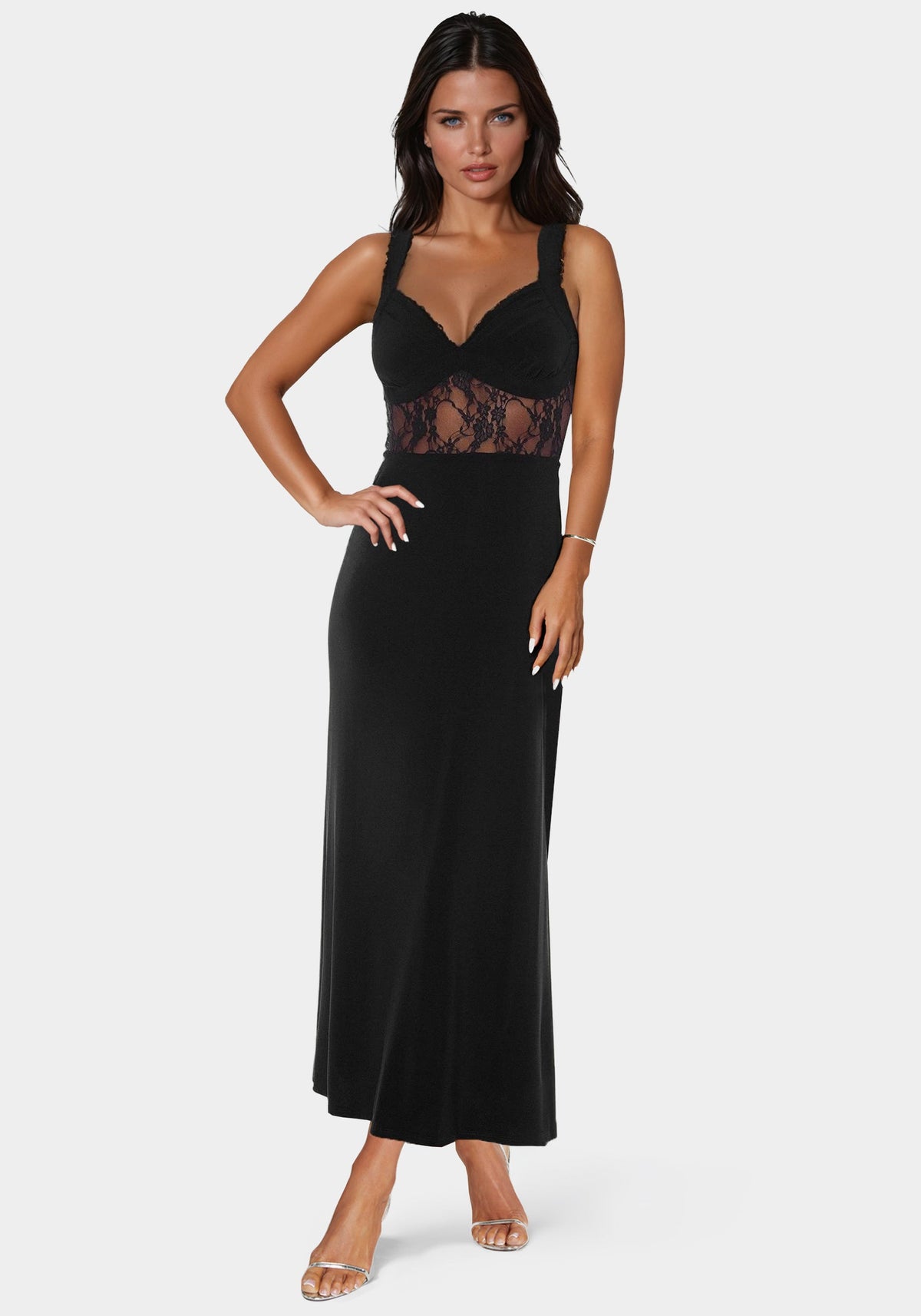 Jump Lace Inset Knit Slip Dress