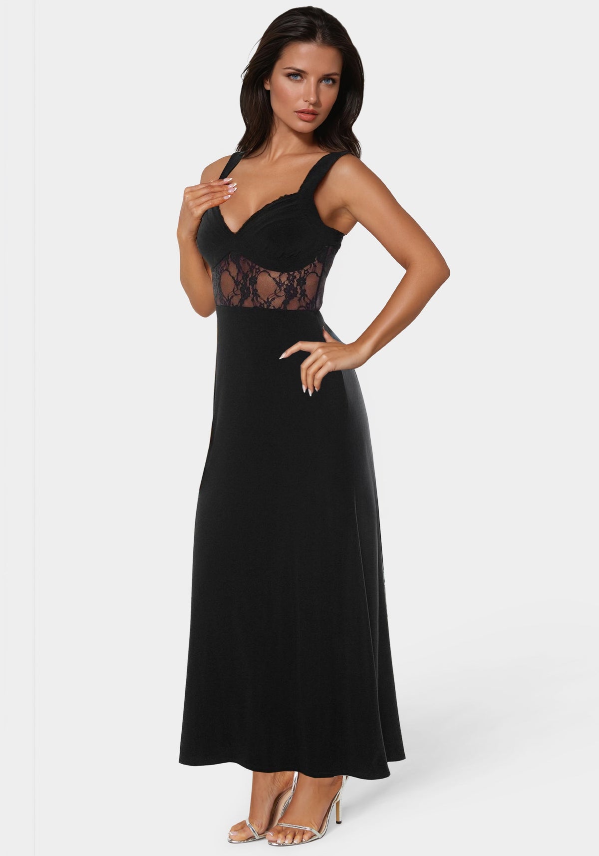 Jump Lace Inset Knit Slip Dress