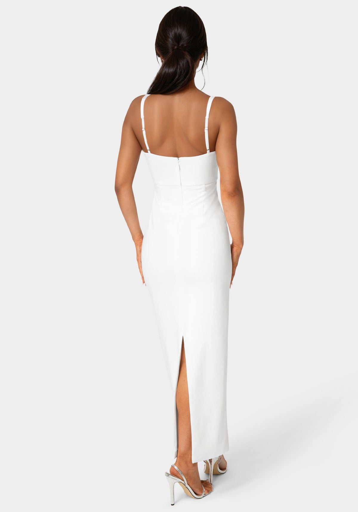 Bebe Embellished Strapless Column Maxi Dress