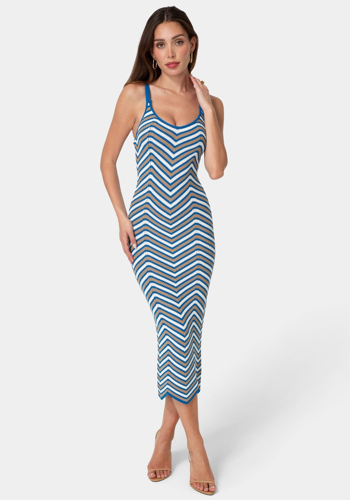 Bebe Chevron Crochet Midi Dress