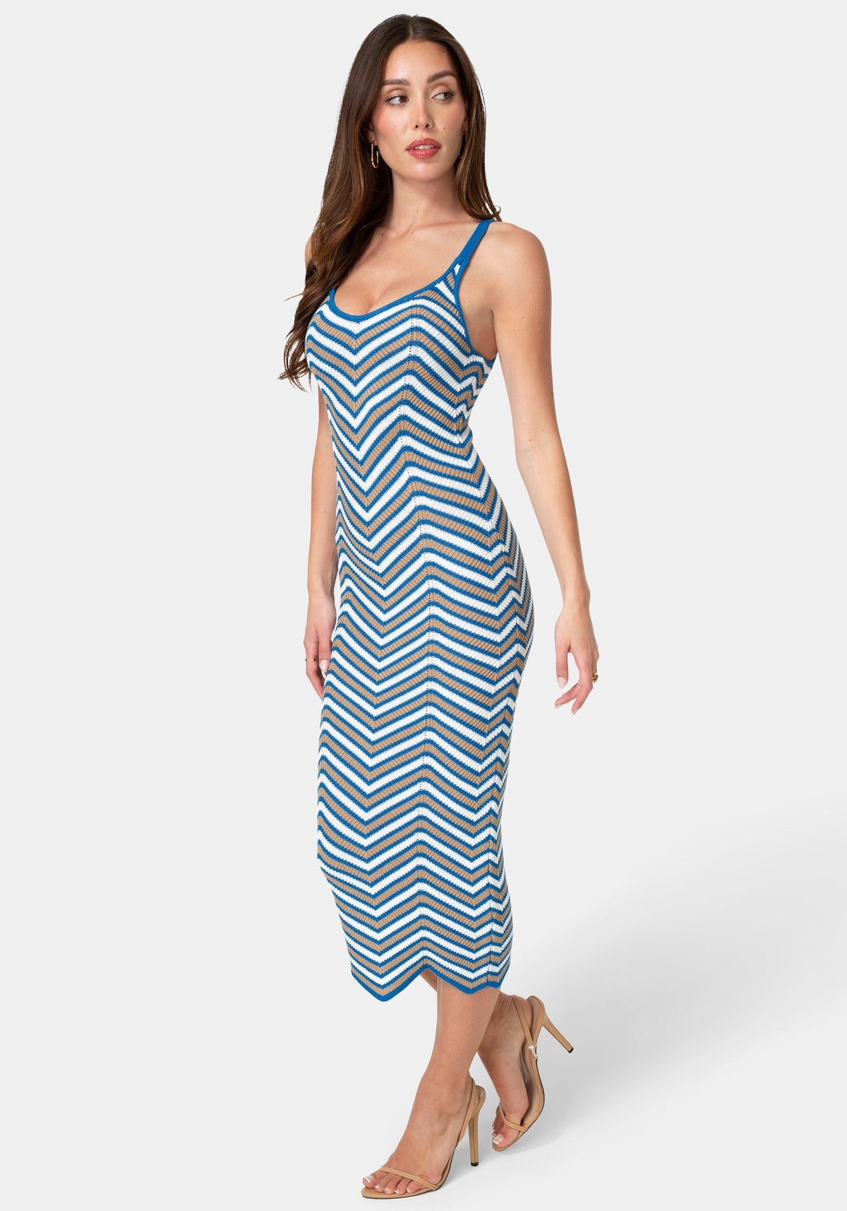 Bebe Chevron Crochet Midi Dress