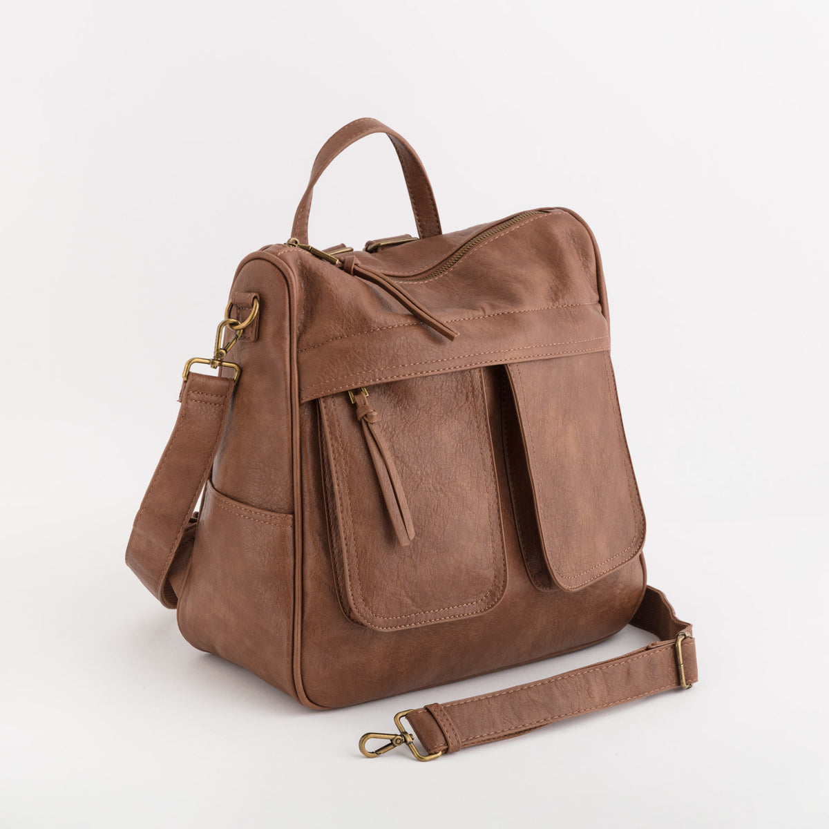 Carpisa Carpisa ESPANA Vintage-Style Leather Shoulder Bag with Front Pockets