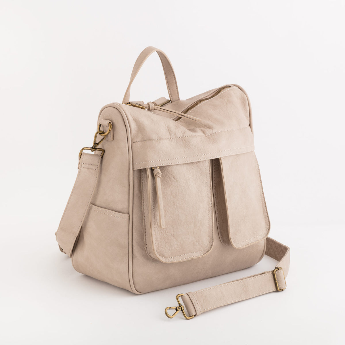 Carpisa Carpisa ESPANA Vintage-Style Leather Shoulder Bag with Front Pockets