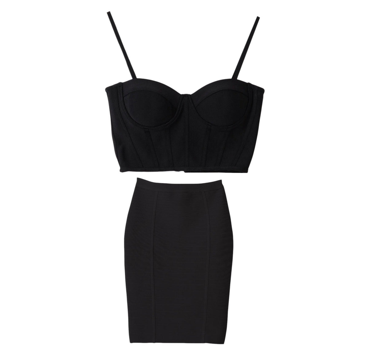 Forever 21 Midnight Sculpt Bandage Set: Zip-Front Corset & Pencil Skirt