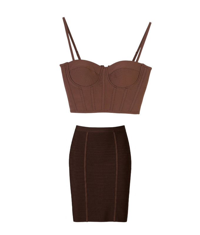 Forever 21 Midnight Sculpt Bandage Set: Zip-Front Corset & Pencil Skirt