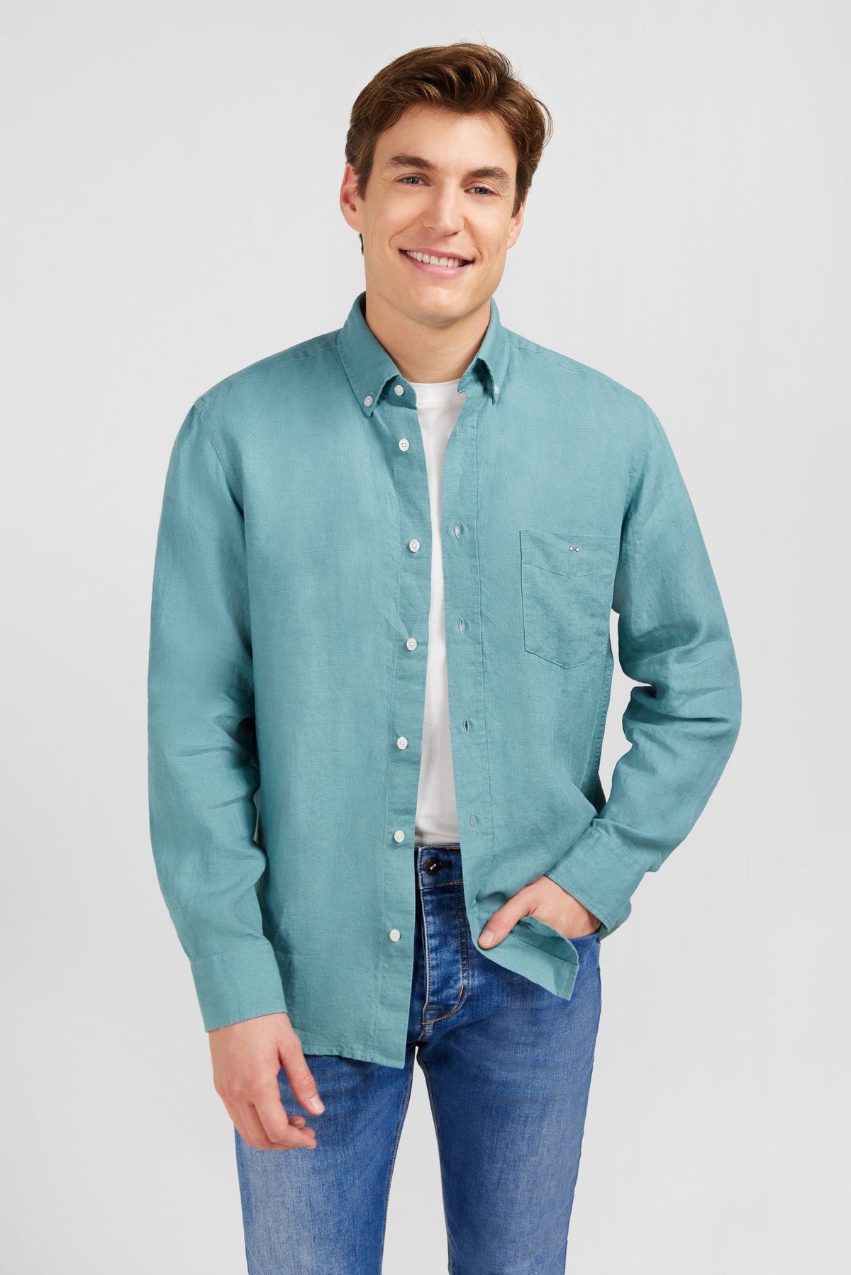 Eden Park Regular-Fit Linen Pocket Shirt