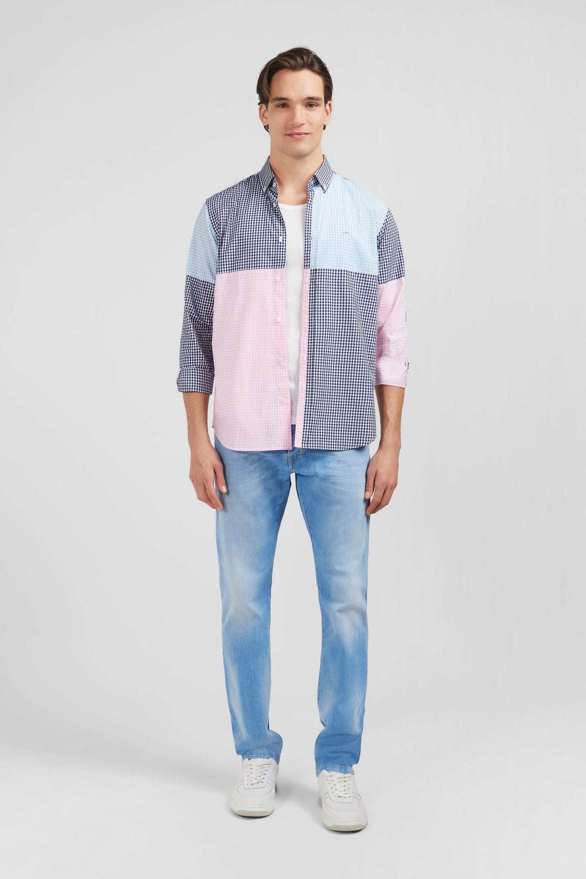 Eden Park Regular-Fit Patchwork Check Shirt