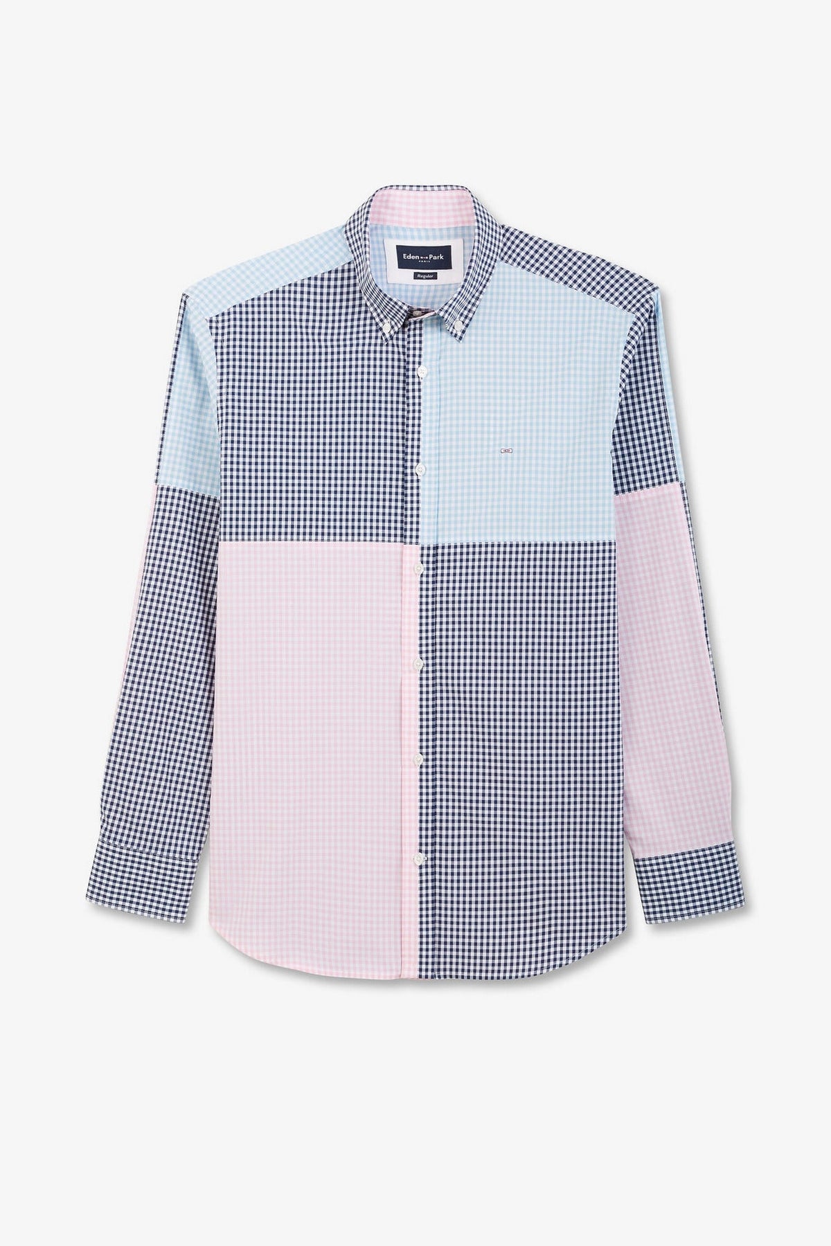 Eden Park Regular-Fit Patchwork Check Shirt
